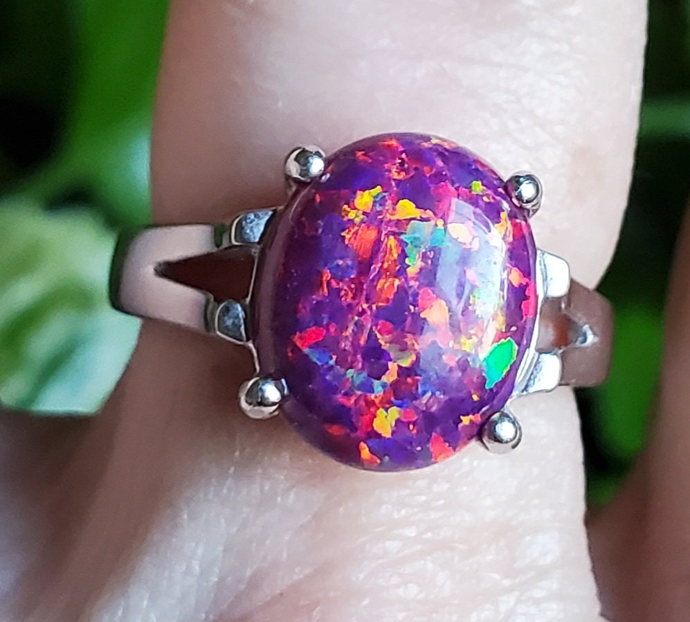 Purple fire opal ring discount