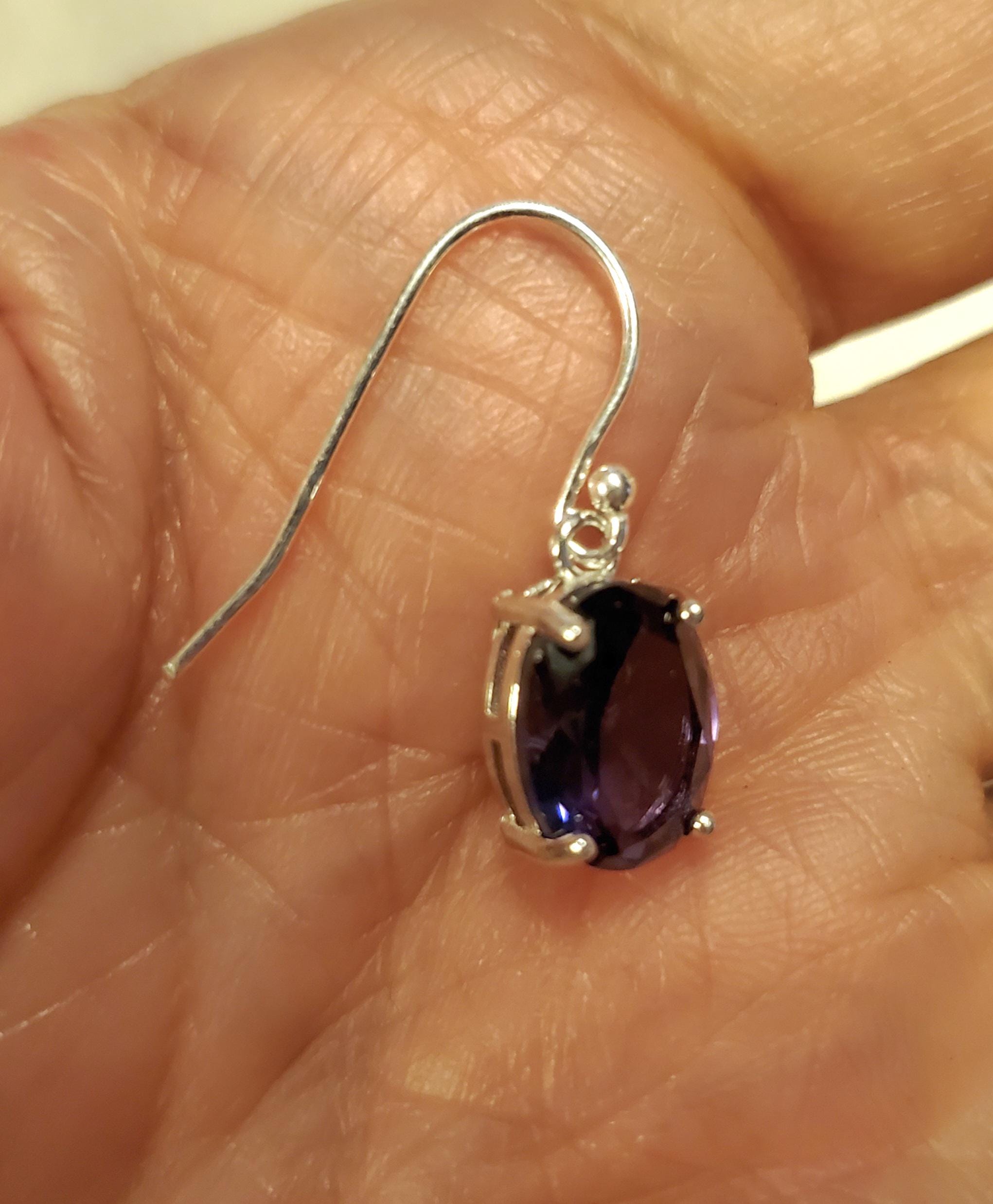 Alexandrite Color-change Earrings,8x10mm Lab Created  Color Changing Alexandrite Earrings. 80\