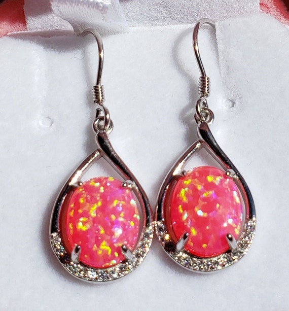 Pink fire opal best sale earrings