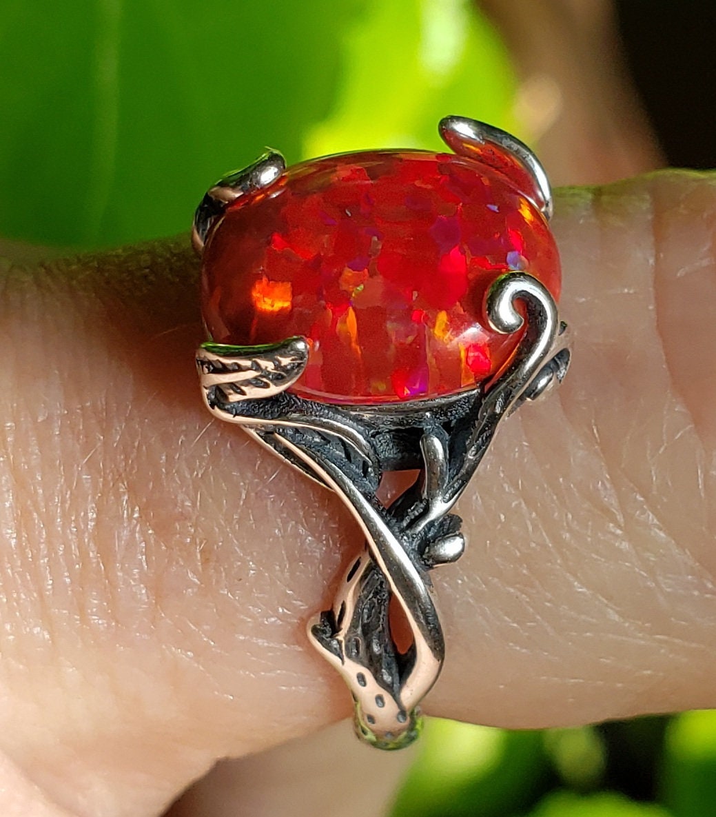 Rare Mexican Fire Opal Ring Size 7.75 (925 Sterling Silver) R2951 – Ana  Silver Co