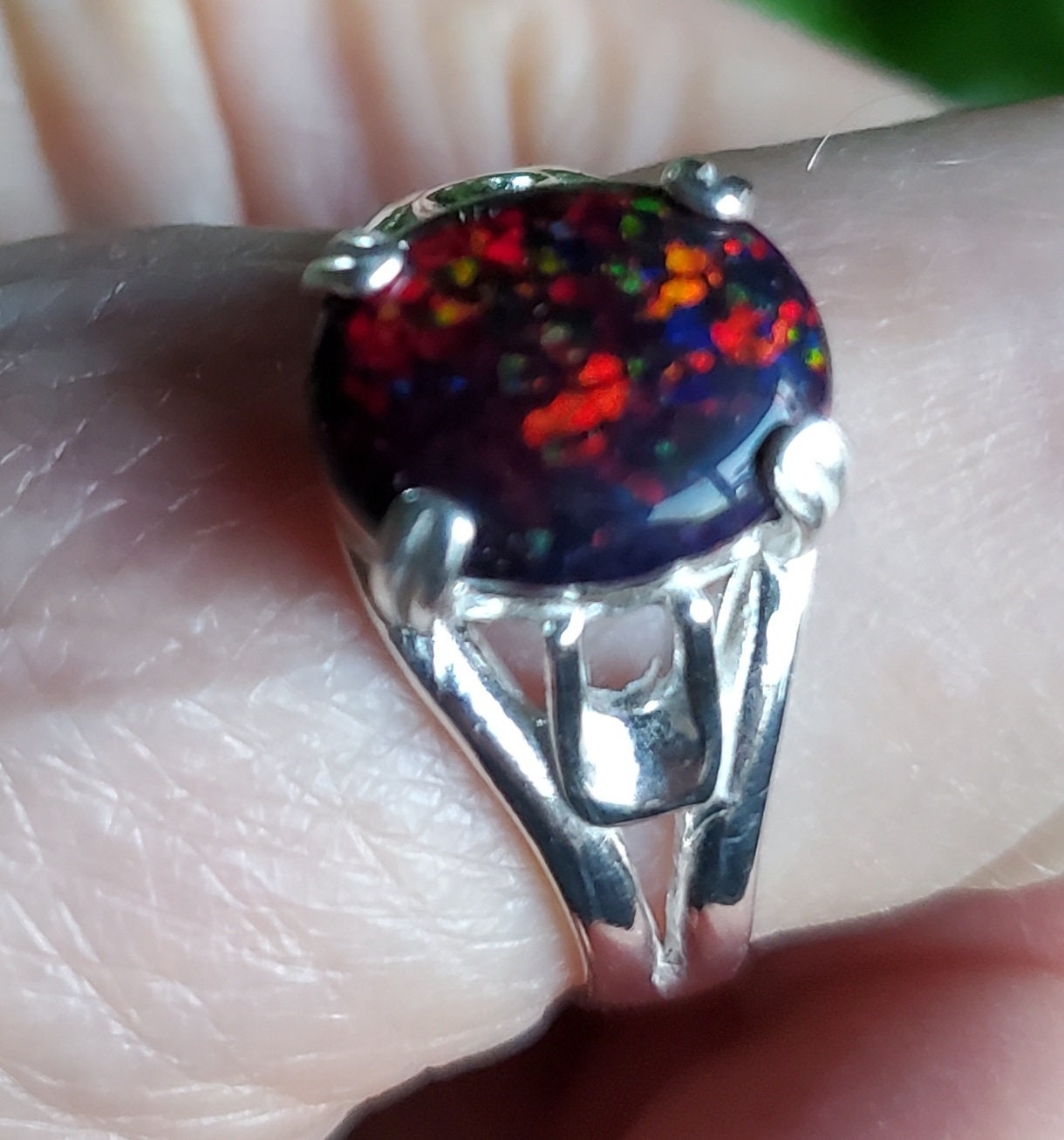 Black Cherry Opal Men's/unisex Ring, See Incredible Cherry Fire on