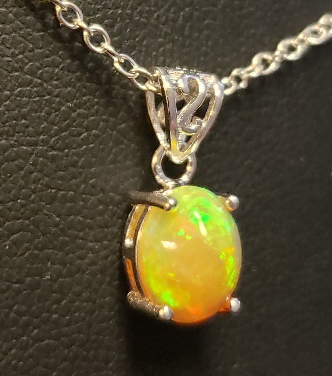 Natural Orange Fire Opal Necklace Incredible Vivid Orange & | Etsy