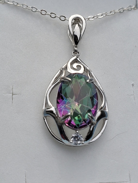 Sterling Silver Gemstone & CZ Swirl Pendants Sterling Silver Gemstone & CZ Swirl Pendants