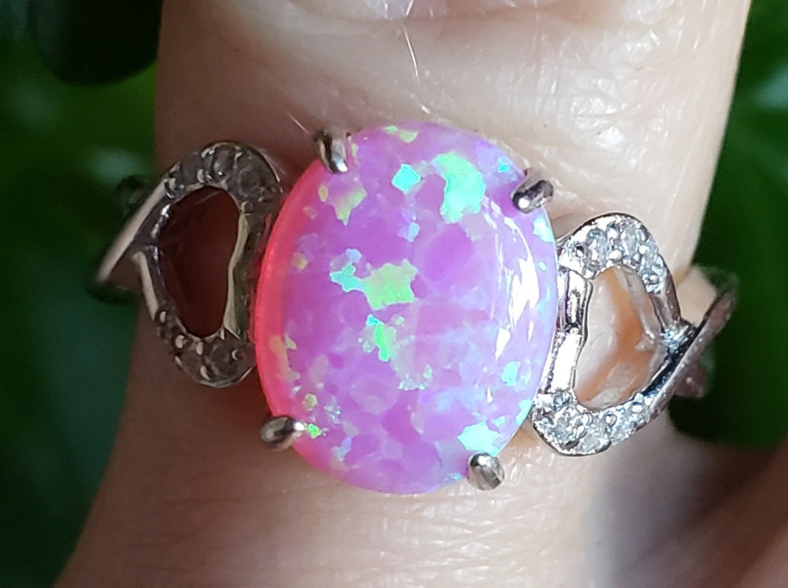 Pretty Pink Fire Opal Ring 8x10mm Lab Stone in Heart Infinity Etsy