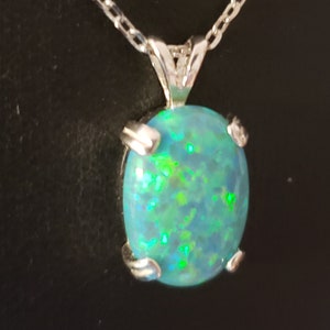 Green Opal Necklace See Video Beautiful 10x14mm Lab Created - Etsy