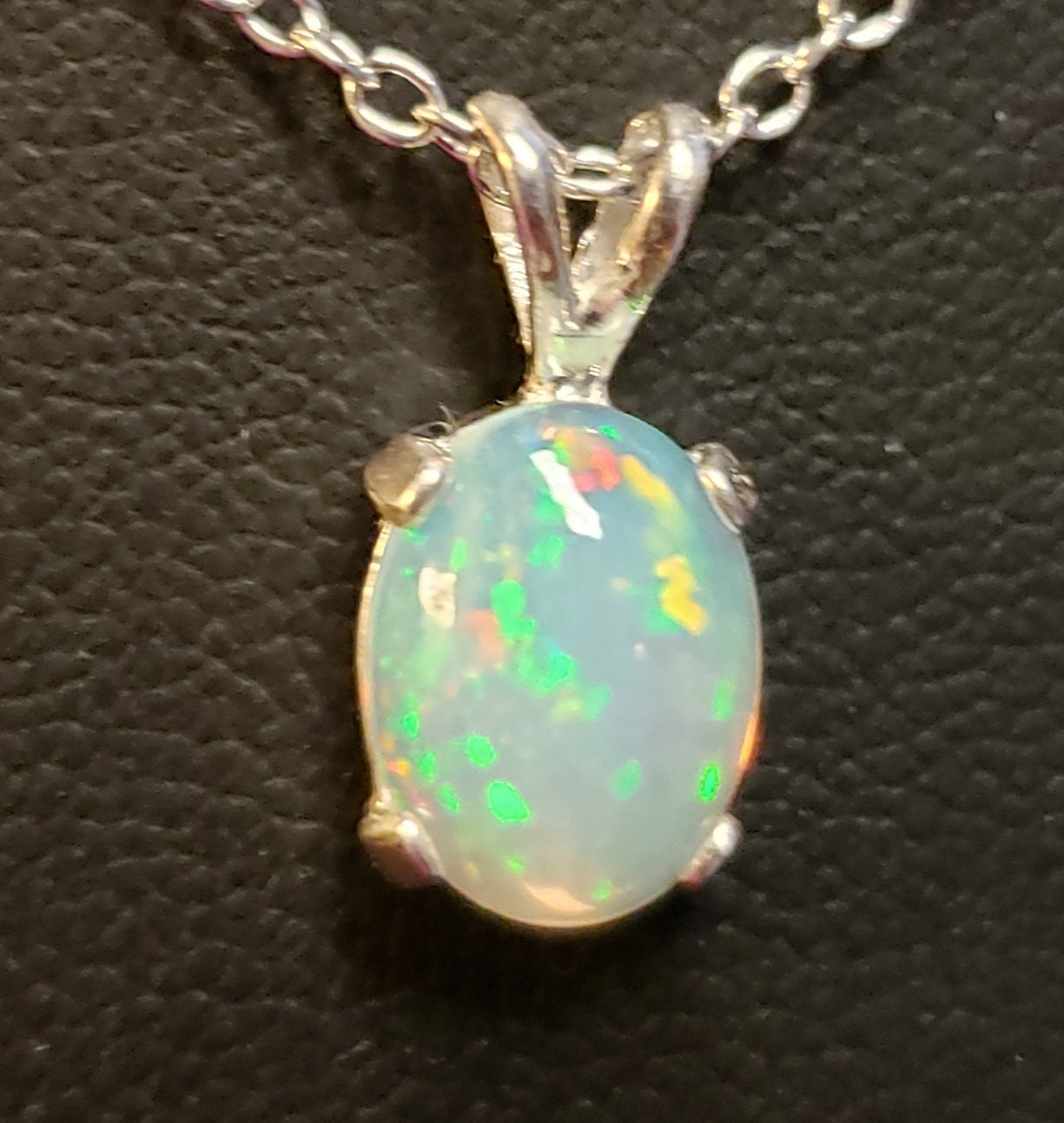 Natural Pin Fire Opal Necklace See Glitter on Video 8x10mm - Etsy