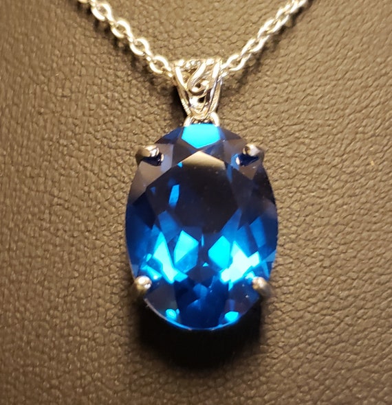 Large Blue Spinel Necklace See Video Gorgeous 18x13mm - Etsy