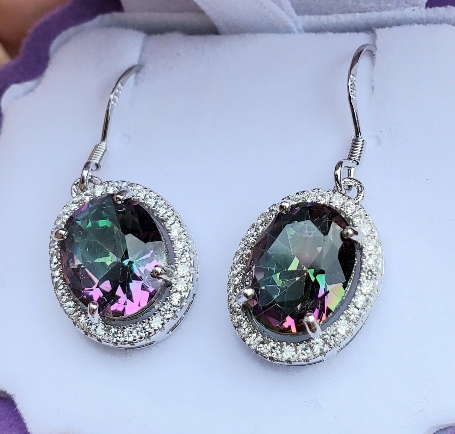 Mystic Topaz Earrings, See Video for Rainbow Sparkle! 8x10mm