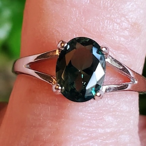 Alexandrite Color-Change Ring, Watch Whole Video For Colors!, 8x6mm 1.4 Ct Lab Created Simulated Gem, 925 Sterling Ring. Scroll To Details