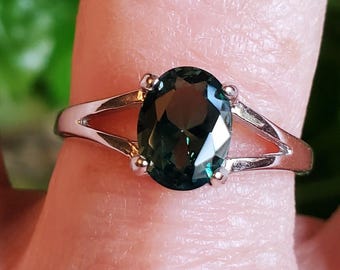 Alexandrite Color-Change Ring, Watch Whole Video For Colors!, 8x6mm 1.4 Ct Lab Created Simulated Gem, 925 Sterling Ring. Scroll To Details