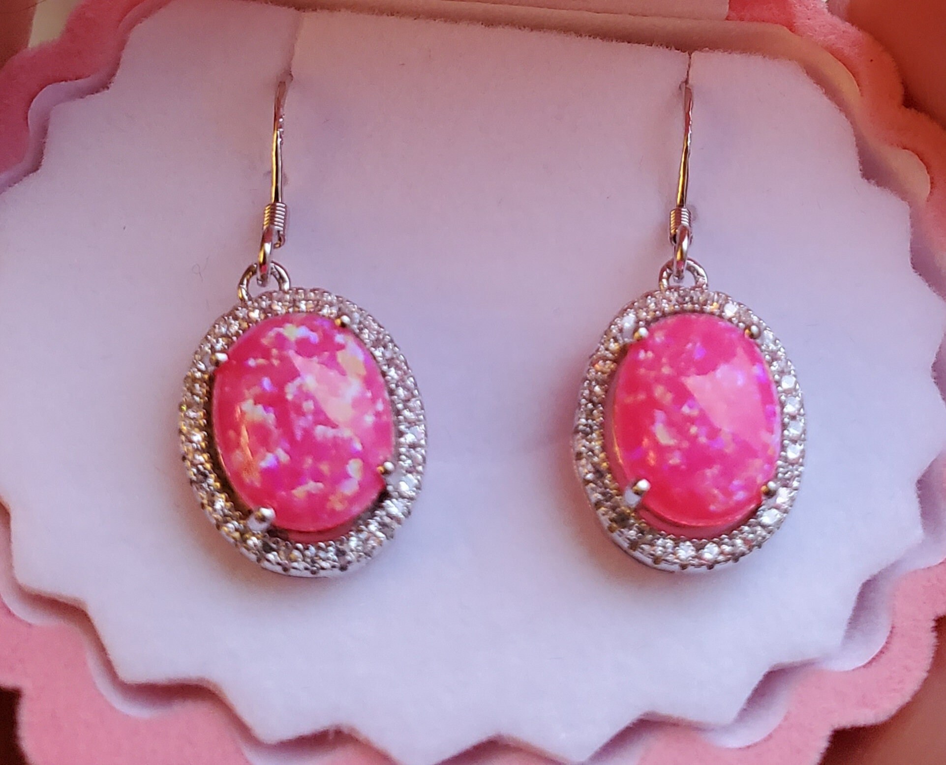 Pink fire opal best sale earrings