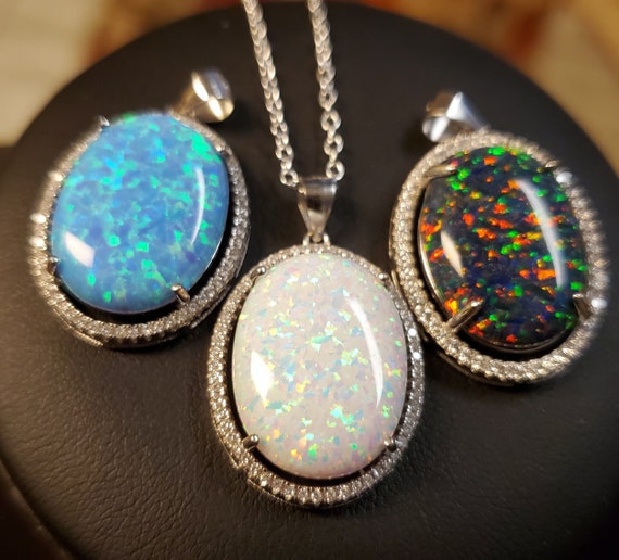 Sterling Silver Opal And Colorful Rainbow CZ Halo Necklace Sterling Silver Opal And Colorful Rainbow CZ Halo Necklace