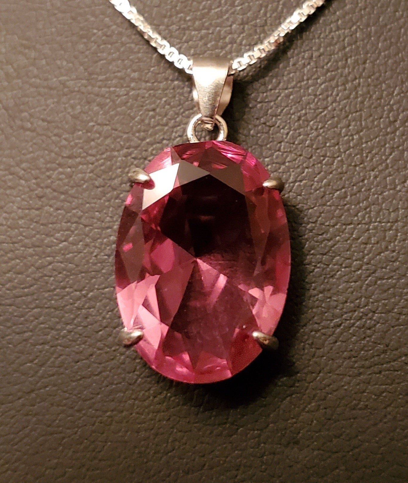 Color-Change Zultanite Necklace, Watch Whole Video For Colors! 13x18mmLab Created Simulated Gem,925 Sterling Unisex Pendant w/Sterling Chain