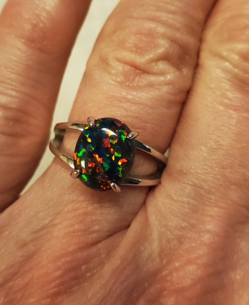 Opal Color Rings Opal Ring Choice of Colors, 9x11mm Lab Created Opals, White, Orange ...