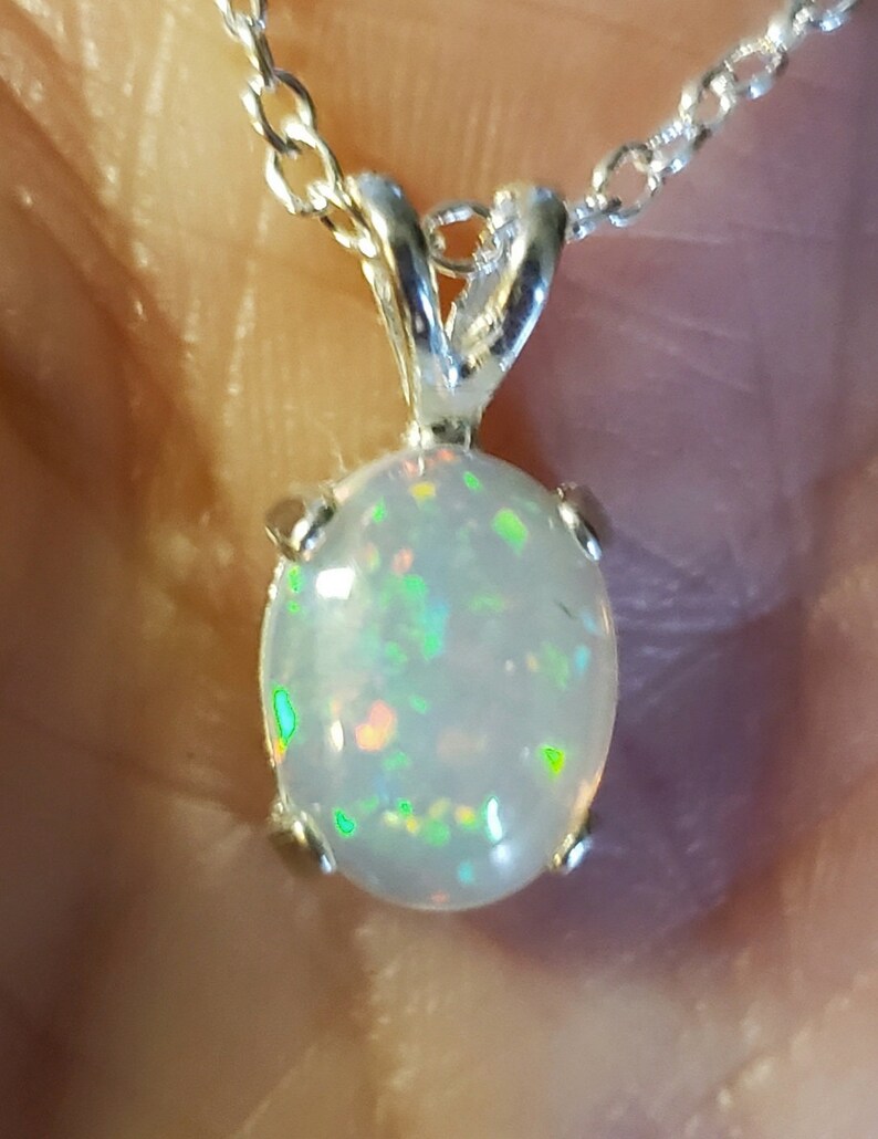 Natural Pin Fire Opal Necklace See Glitter on Video 8x10mm - Etsy