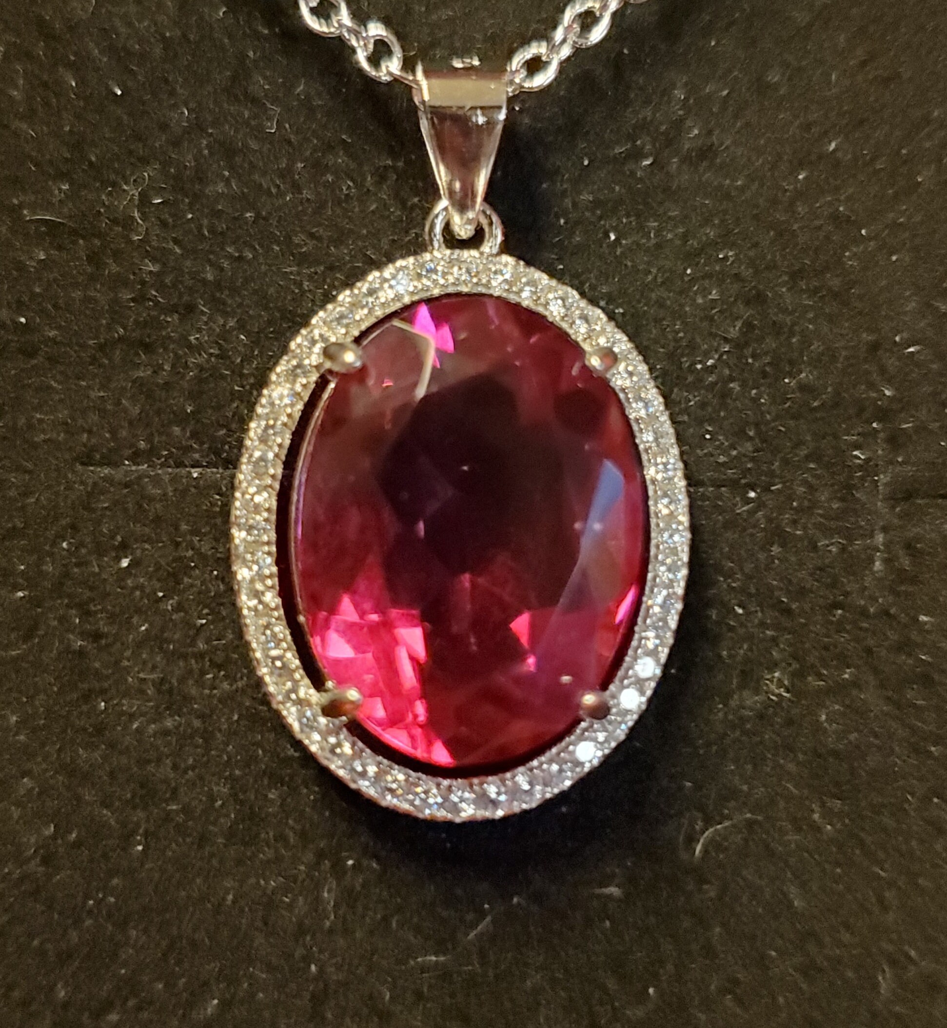 Big Ruby Necklace, See Video for Brilliant Color! Simulated
