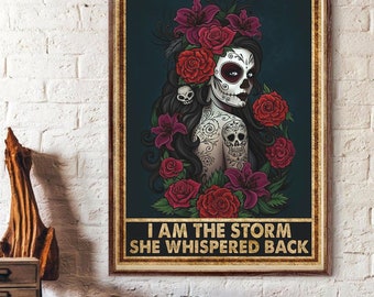 Day of the Dead Sugar Skulls Floral Art Prints A4 Set of 3 Sugar Skull Art Prints Wall Art