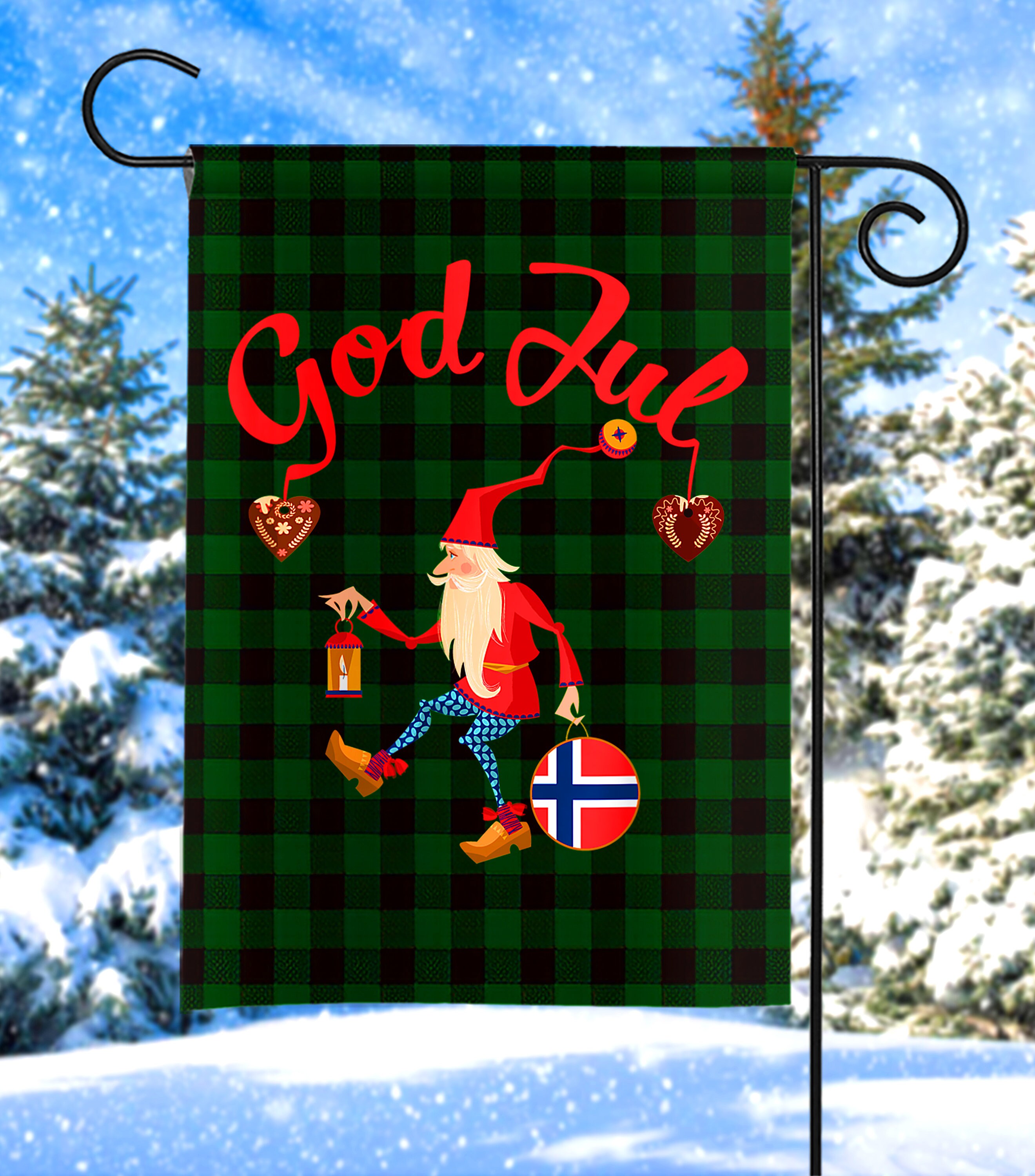 God Jul Norwegian Flag Merry Christmas Norway Tomte Gnome Etsy