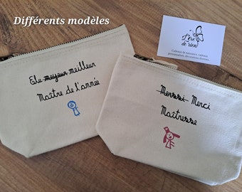 Pochette personnalisée - trousse de toilette personnalisée - Cadeau maître et maîtresse fin d'année