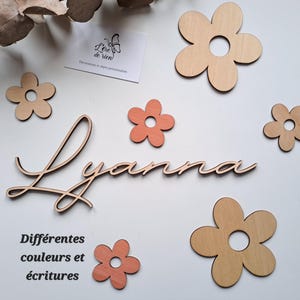 Nome e fiori in legno - arredamento boho - nome personalizzato - decorazione da parete in legno - decorazione da camera da letto - decorazione in legno