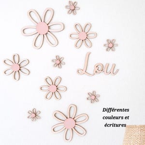 Personalized wooden name with flowers - Baby/Child's room wall decoration - Baby shower gift
