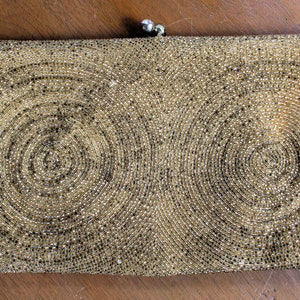 Vintage Gold Embroidered Sequin Clutch Handbag