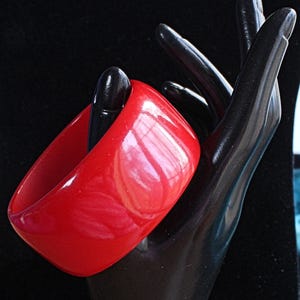 Vintage Cherry Red Bakelite Wide Bangle Bracelet
