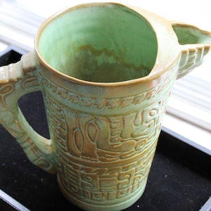 Frankoma pottery Mayan Aztec pitcher 7D