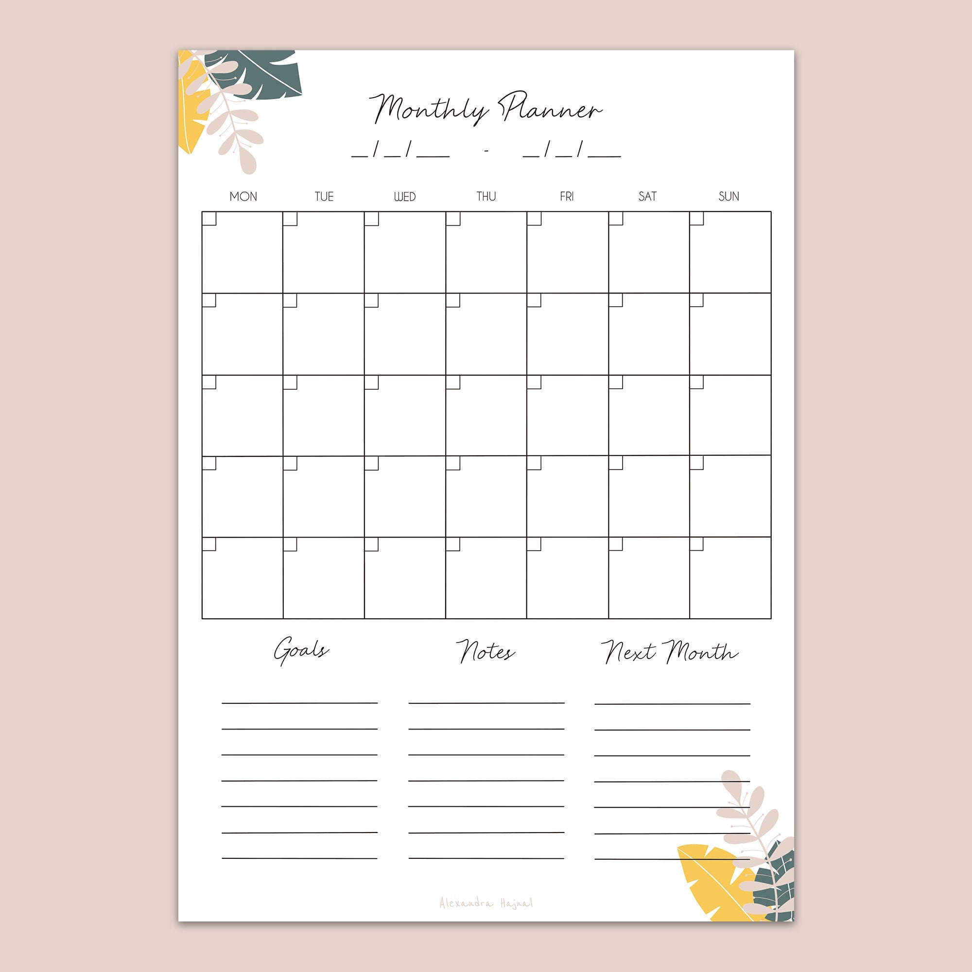 Monthly Planner Printable Organizer Daily Planner Weekly - Etsy