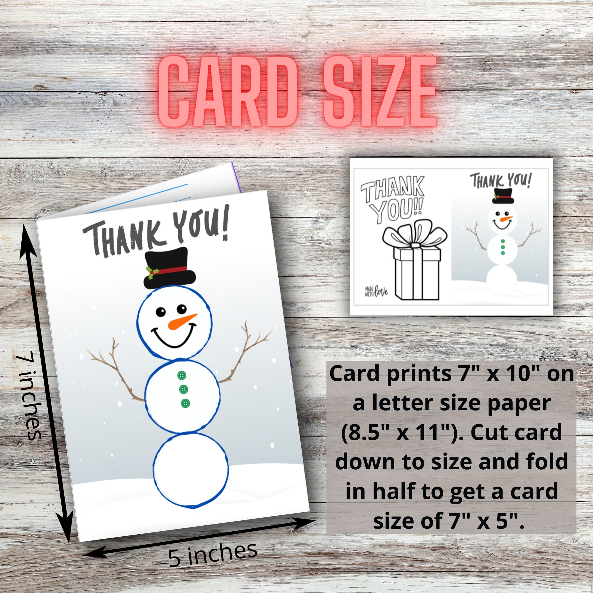 Snowman Christmas Presents Thank You Cards for Kids Printable, Teacher ...