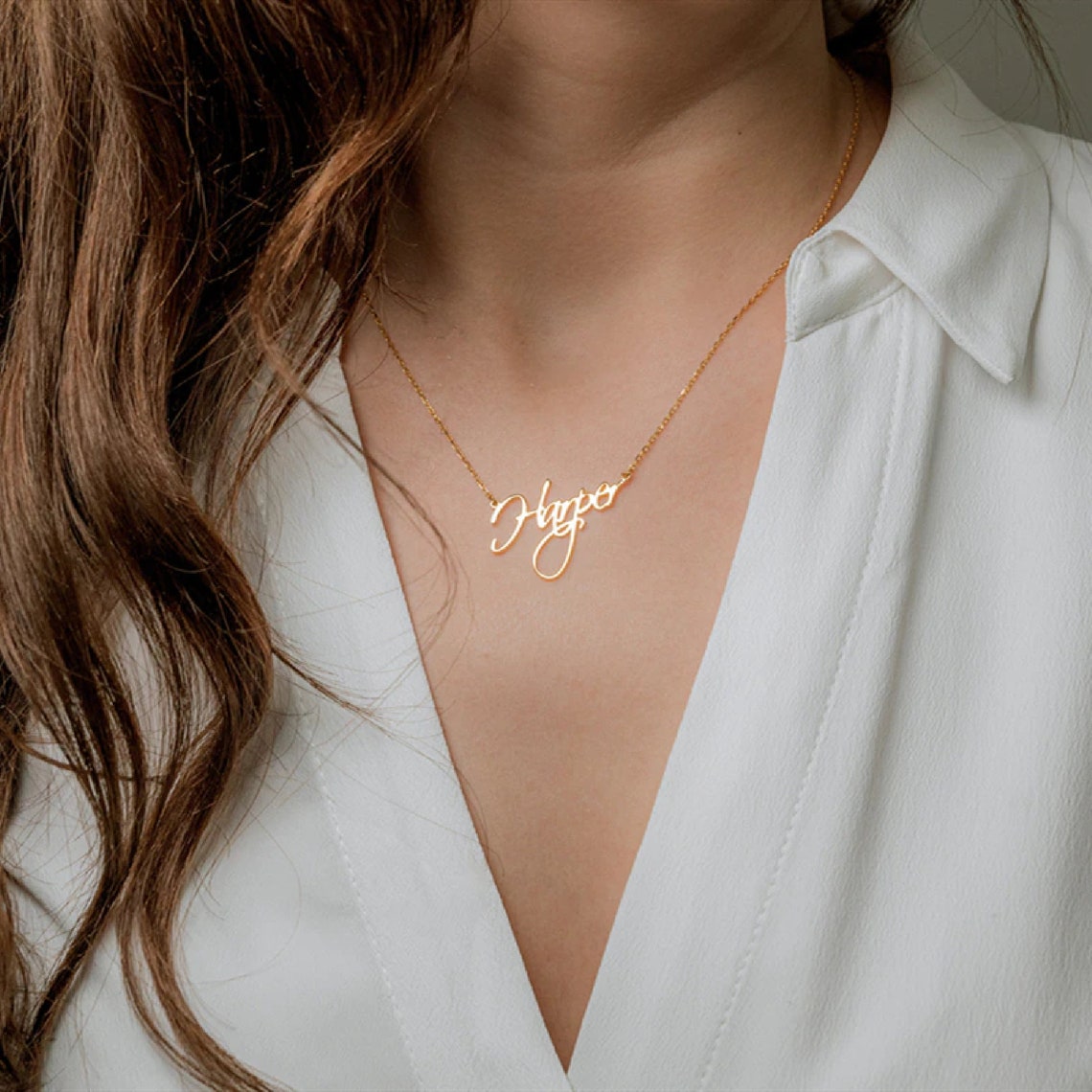 Cursive Name Necklace Popular Style. Personalized Stainless Etsy