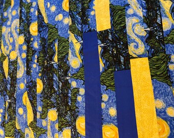 Handmade Van Gogh/'s Trellis Quilt in Black White Green Blue Red Yellow