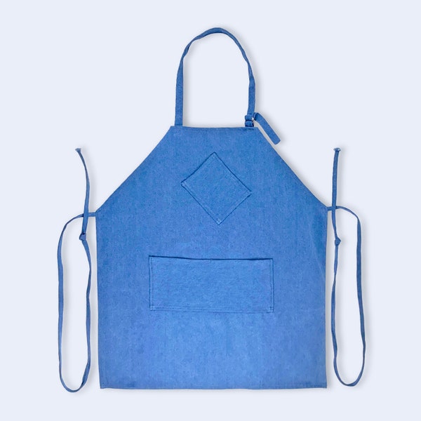 Denim Apron, perfect for indoor or outdoor use, 3 conveniently placed pockets provide access to cell phones, baby monitors, utensils, tools