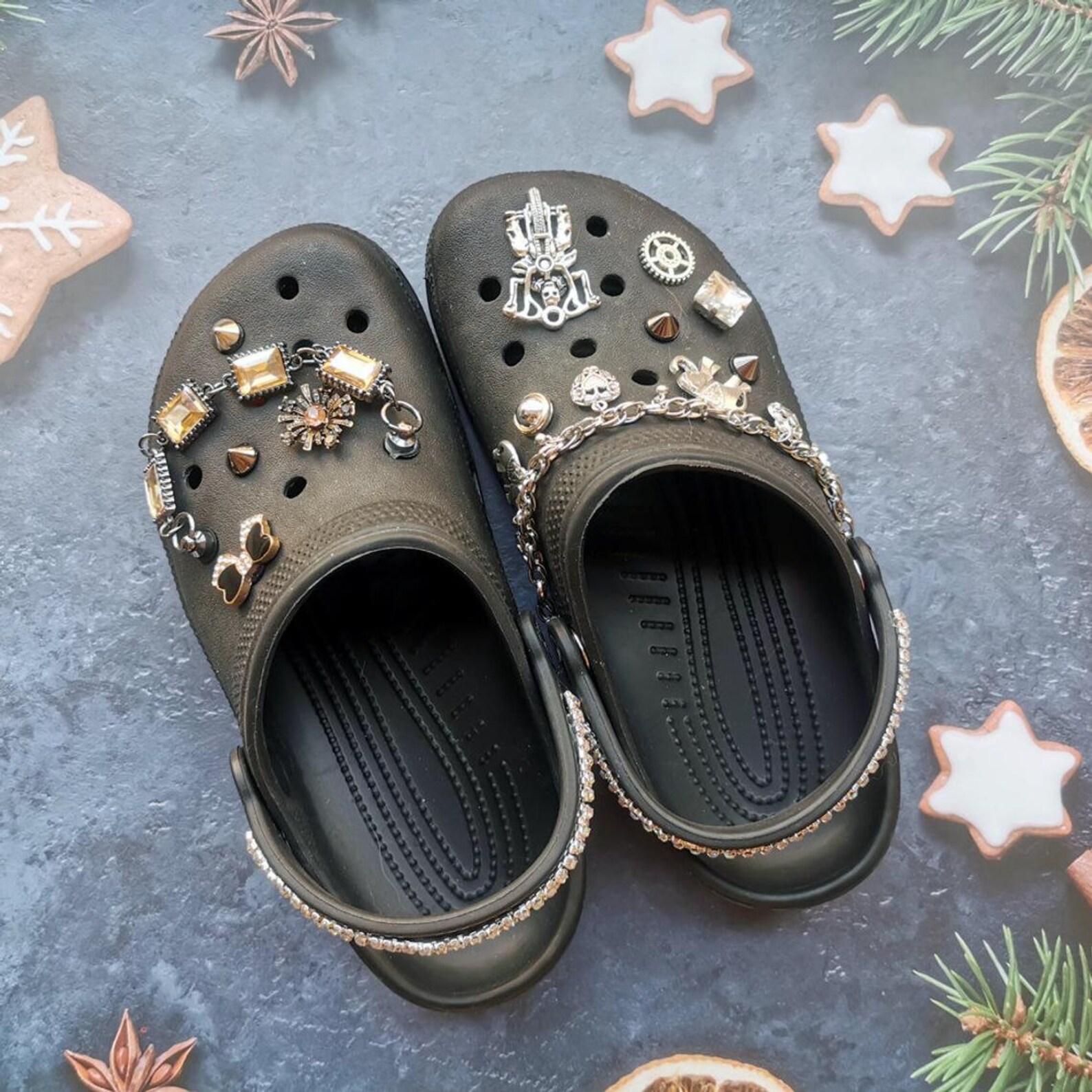 Croc Charms Set with Chain Retro Charms Pack Designer for Etsy