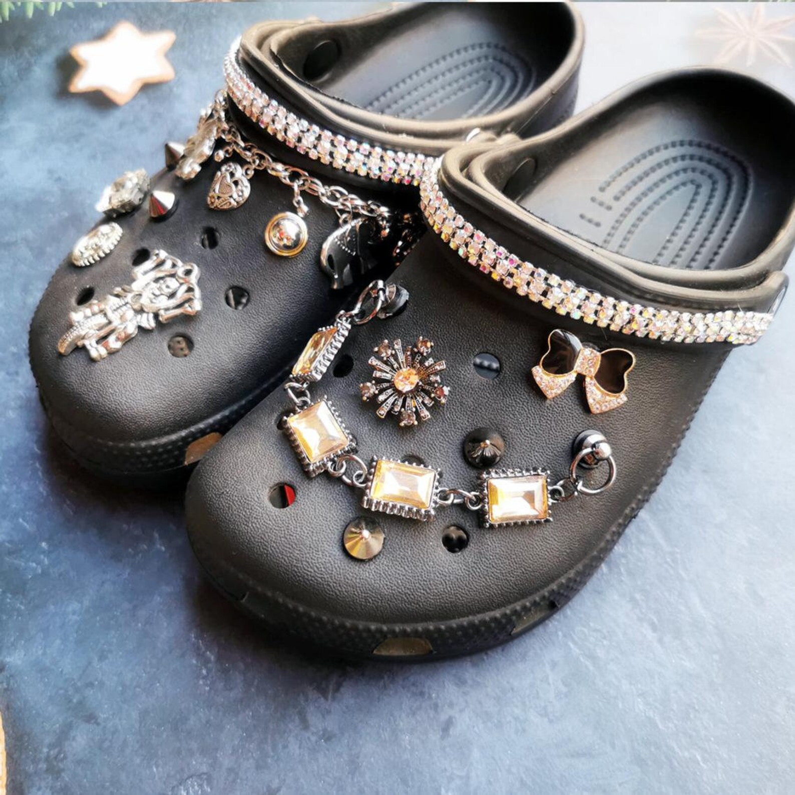 Croc Charms Set with Chain Retro Charms Pack Designer for Etsy