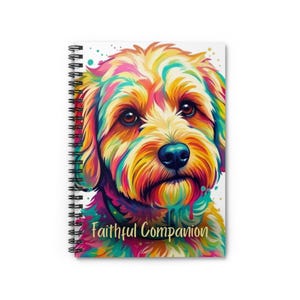 Färgglad Cavapoo porträttanteckningsbok | Spirallinjerad anteckningsbok