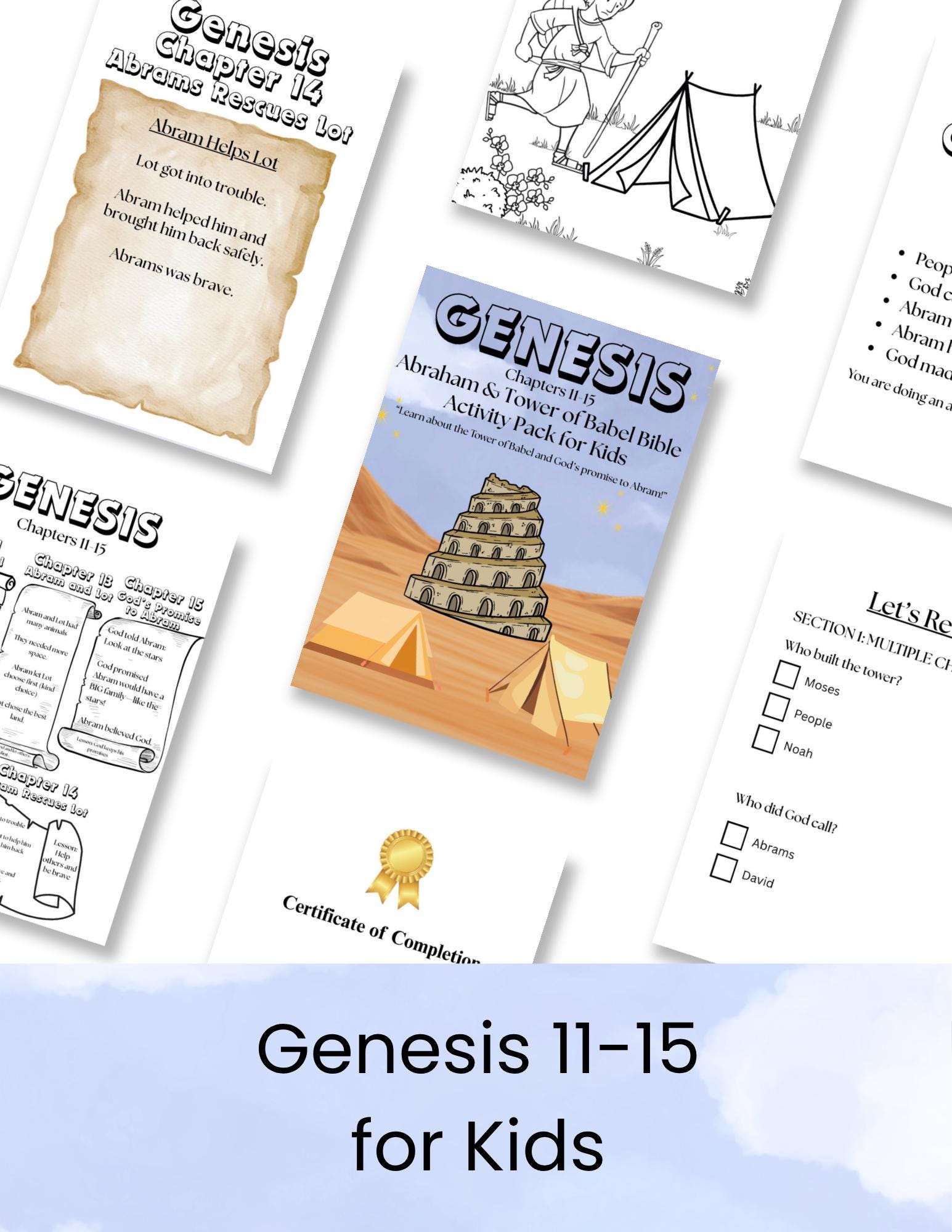 Genesis 11–15 Bible Activity Pack for Kids | Tower of Babel & Abraham ...
