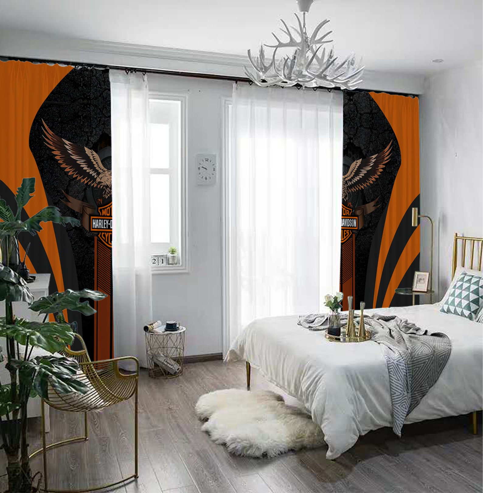 Harley Davidson Window Curtains Motorcycle Curtains Vintage Etsy