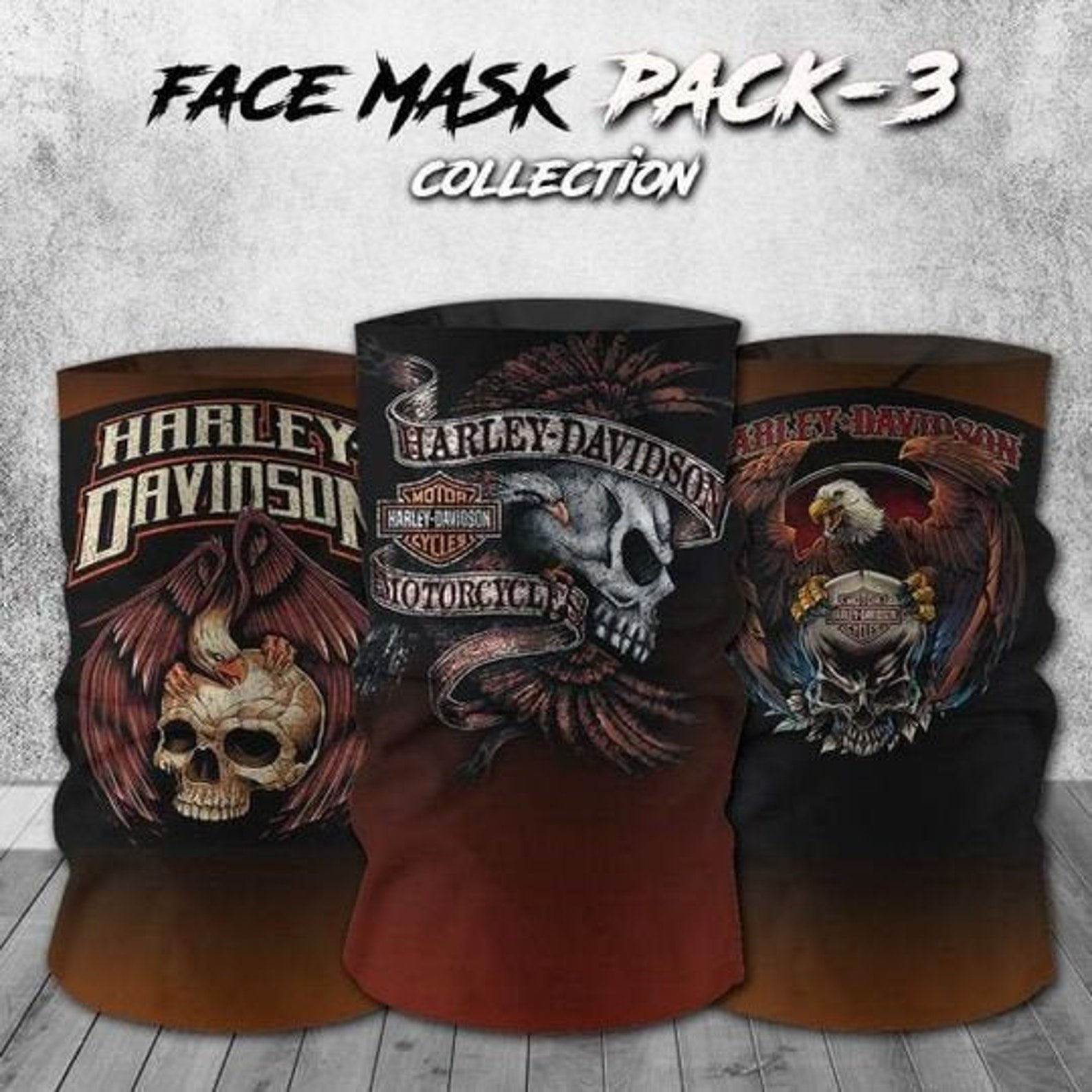 Harley Davidson Neck Gaiter Skull Face Mask Vintage Etsy