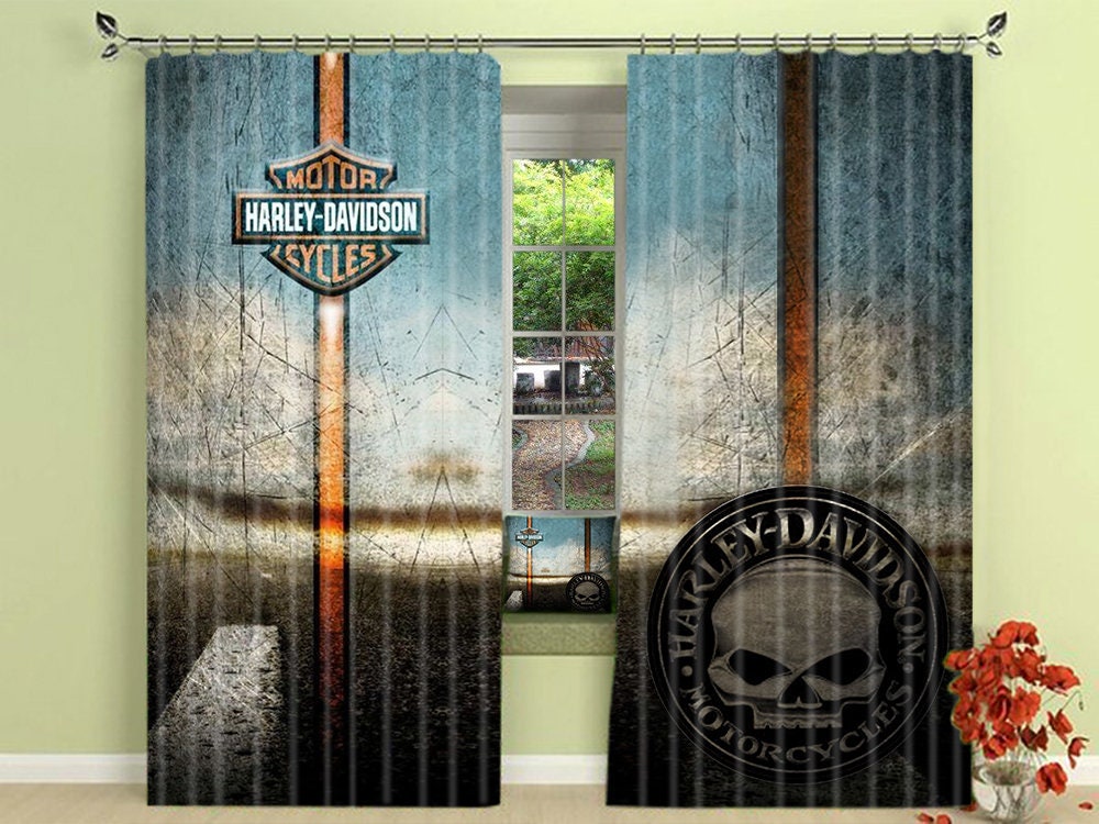 Harley Davidson Motorcycles Window Curtains Vintage Etsy
