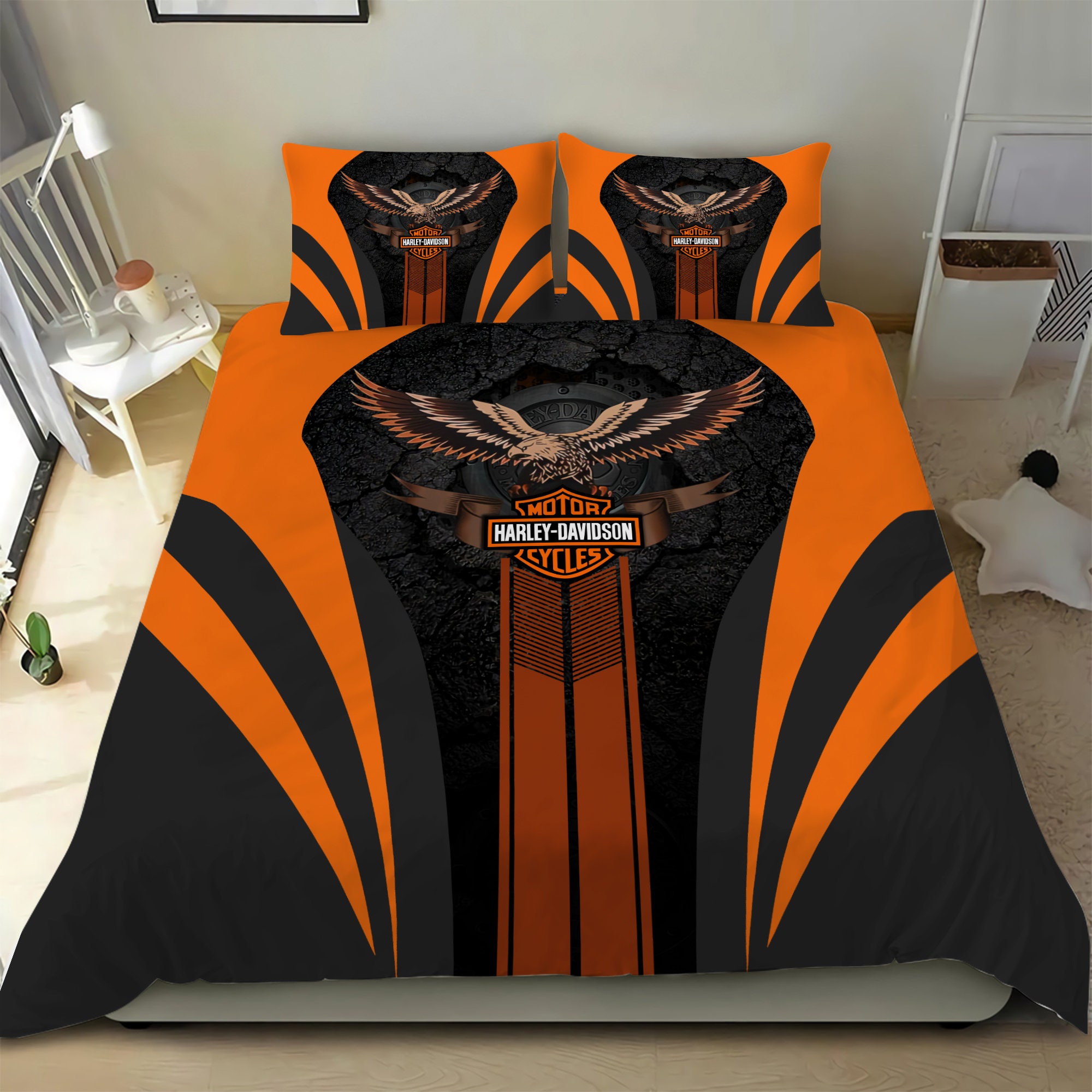 Harley Davidson Bedding Set Motorcycle Bedding American Etsy Il Fullxfull.3124257597 M3eb