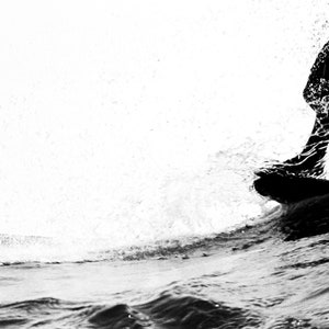 POSTER A3 Póster - Decoración Pared - Listo para Enmarcar - Atlantic Coast Landes Waves Surf - Aquashot Monochrome - The Longboarder 30x40cm