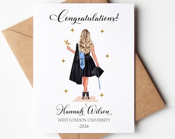 Personalised Graduation Card, Graduation gift, University Graduation Card, Congratulations card, Graduation 2025 card, Gift for her