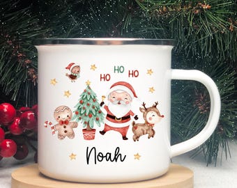 Kids Christmas mug, Personalised Christmas children's cup, hot chocolate mug, Santa reindeer mug, Christmas Eve box filler, 6oz or 12 oz