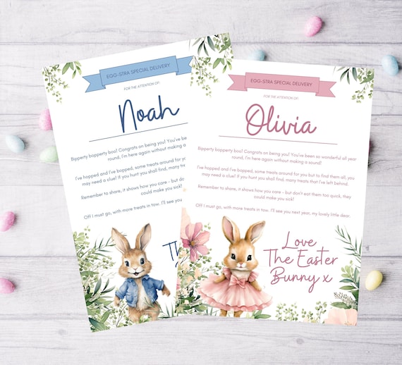 Personalised Easter bunny letter, Easter Gift, Letter from the Easter bunny, Easter certificate, Easter Egg Hunt, kids Easter Egg Activity