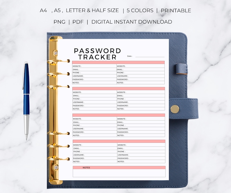Printable Password Tracker Password Book Password Tracker Password Tracker Printable Password Log Password Template image 2