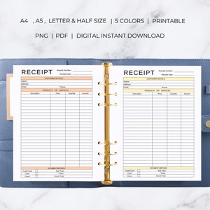 Peut inclure: Mod&egrave;le de re&ccedil;u imprimable en formats A4, A5, Lettre et Demi. Le mod&egrave;le a un design simple avec un sch&eacute;ma de couleurs p&ecirc;che clair et jaune. Il comprend des sections pour les coordonn&eacute;es du client, les produits ou services et le mode de paiement.