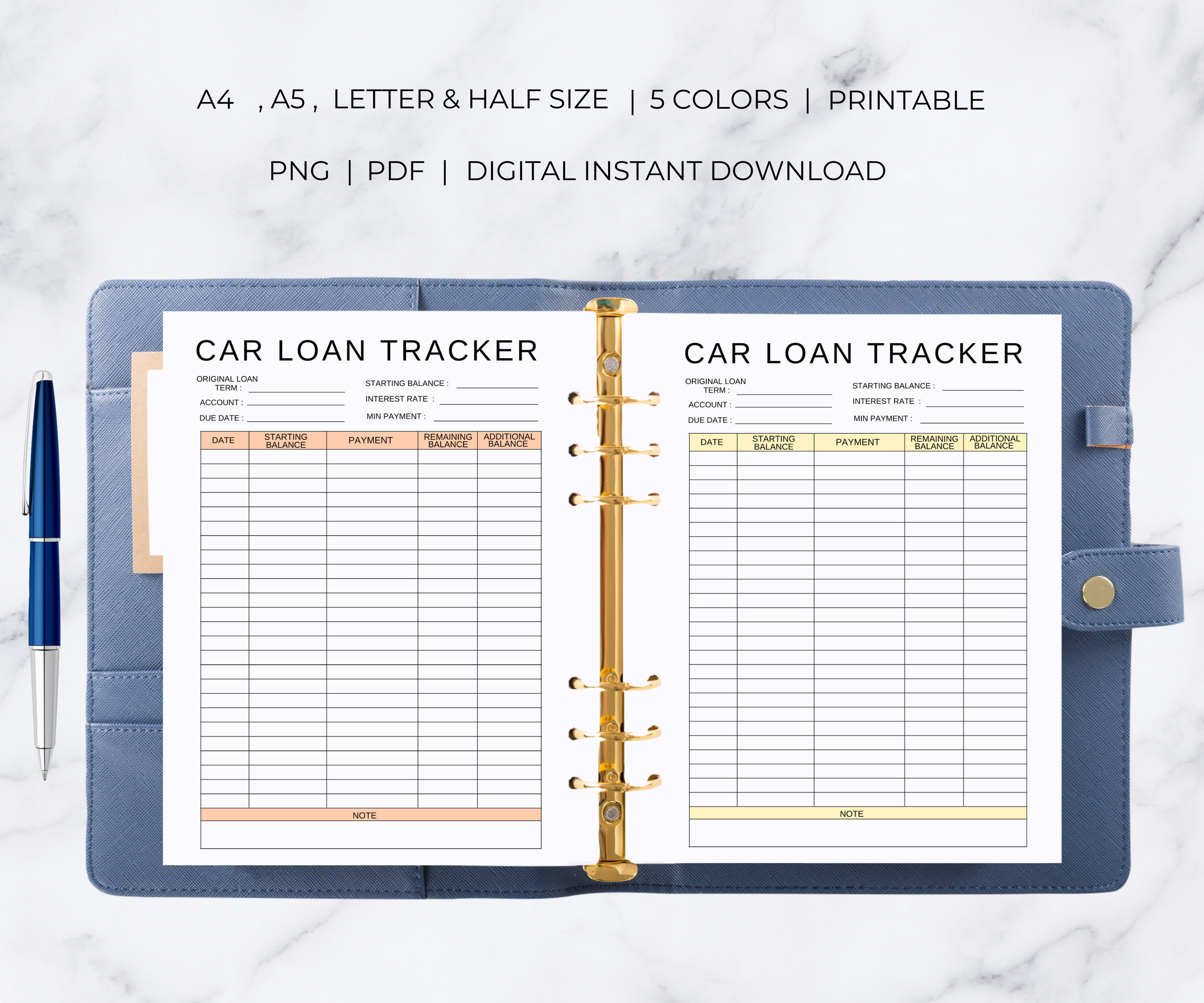 Car Loan Payment Tracker Auto Debt Payoff Tracker Car Loan Etsy