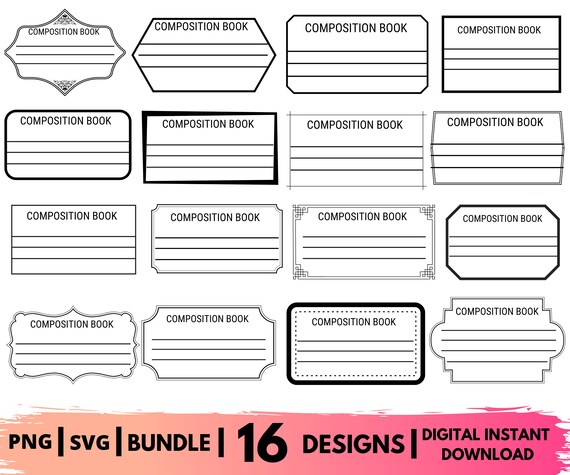 Composition book svg Composition book svg print | Etsy