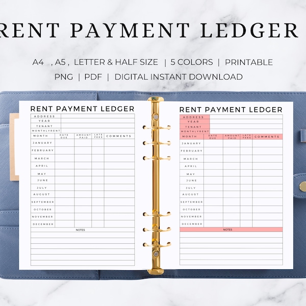 Rent Payment Ledger | Rental Payment Tracker | Monthly Rent Payment Tracker | Rental Ledger | Rental Agreement | Rental Receipt Template